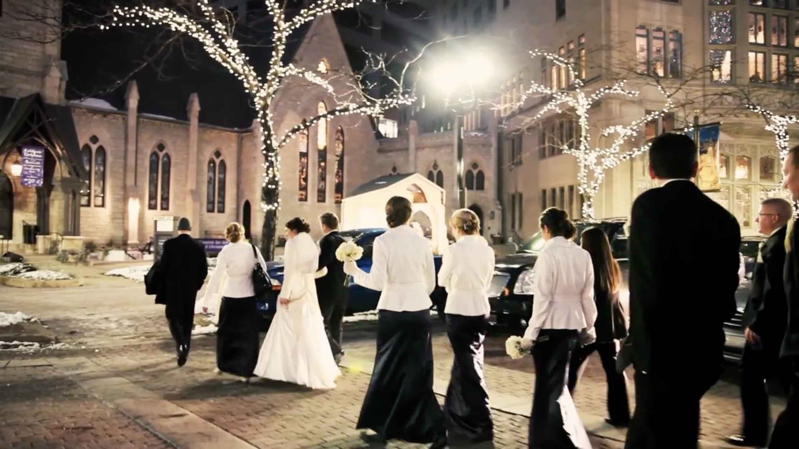 Relive the beautiful moments of Katie and Dan's holiday season wedding, featuring stunning Christmas lights and joyful celebrations.