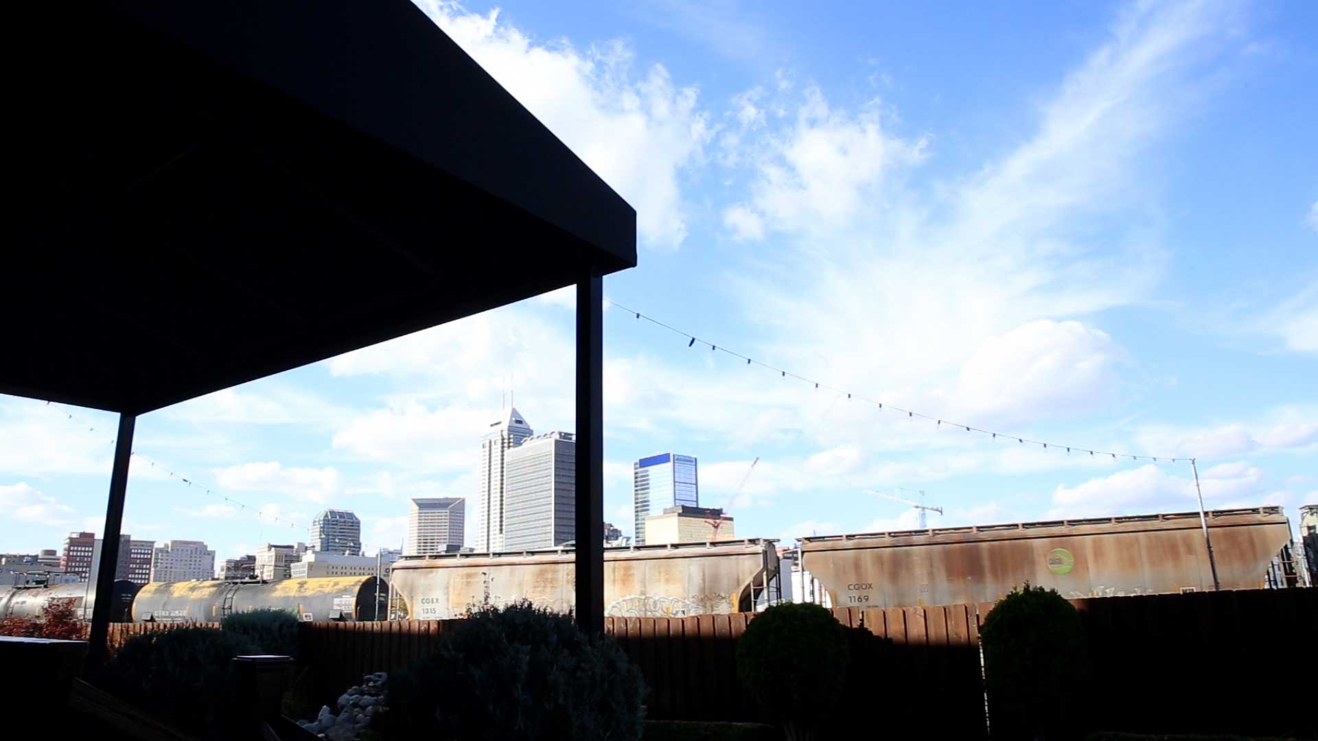 View of downtown Indianapolis from Mavris Arts and Event center.